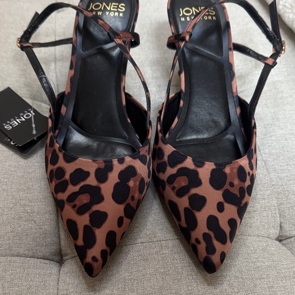 NWT Jones New York Leopard Print Pointed Slingback Pumps - Brown & Black - Picture 7 of 8